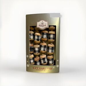 2 Packs Black & White Buffalo Plaid Christmas Garland Faux Thread Spools 6 Ft